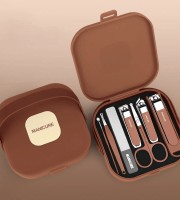 Anti-Splash Nail Care 7 Pcs Manicure Set (Brown)