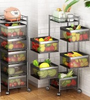 5 Layer (Square) Full Metal Fruit/Vegetable Rack (Black)