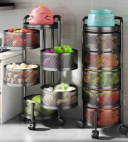 5 Layer (Round) Full Metal Fruit/Vegetable Rack(Black)