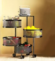 4 Layer (Round) Full Metal Fruit/Vegetable Rack (Black)